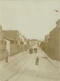 Arkivfoto: Flensborg hestesporvognslinje med hestesporvogn 6 nær Heiligengeistgang (1900)