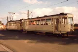 Bruxelles sporvognslinje 80 med bivogn 9307 på Rue de Trazegnies (1981)