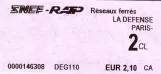 Enkeltbillet til Régie Autonome des Transports Parisiens (RATP) (2007)