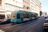 Frankfurt am Main sporvognslinje 11 med lavgulvsledvogn 034 ved Weserstraße/Münchener Straße (1999)