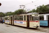 Gotha sporvognslinje 2 med ledvogn 212 ved Hauptbahnhof (1992)