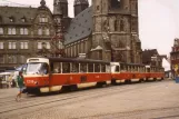 Halle (Saale) ekstralinje 4 med motorvogn 1216 på Marktplatz (1990)