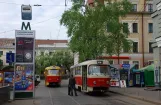 Kiev sporvognslinje 18 med motorvogn 5844 ved Kontraktowa płoszcza (2011)