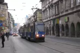 Kraków sporvognslinje 3 med motorvogn 360 nær Plac Wolnica (2011)