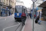 Kraków sporvognslinje 3 med motorvogn 361 ved Pędzichów (2011)