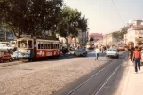 Lissabon sporvognslinje 3 med motorvogn 323 på Martim Moniz (1985)