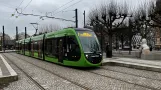 Lund sporvognslinje 1 med lavgulvsledvogn 01 (Sfinxen) ved Lund C (2025)