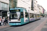 Mannheim sporvognslinje 3 med lavgulvsledvogn 611 ved Strohmarkt (2003)