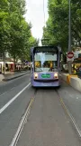 Melbourne sporvognslinje 72 med lavgulvsledvogn 3530 tæt på Swanston Street/Bourke Street (2024)