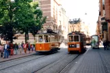 Norrköping museumslinje 1 med motorvogn 16 ved Rådhuset (1995)