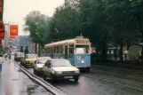 Oslo sporvognslinje 15 med motorvogn 230 nær Nationaltheatret (1987)