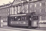 Postkort: Aarhus sporvognslinje 1 med motorvogn 18 ved Banegårdspladsen (1970)