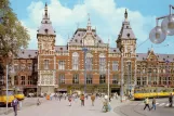 Postkort: Amsterdam sporvognslinje 1 med ledvogn 610 ved Centraal Station (1980)