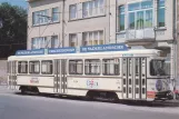 Postkort: Antwerpen sporvognslinje 8 med motorvogn 2104 på Ommeganckstraat (1973)