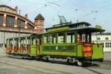 Postkort: Basel museumsvogn 4 foran Depot Wiesenplatz (1977)