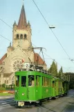 Postkort: Basel sporvognslinje 2 med museumsvogn 190 på Steinenring (1992)