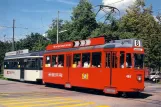 Postkort: Basel sporvognslinje 8 med motorvogn 409 på Bundesplatz (1985)