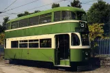 Postkort: Crich dobbeltdækker-motorvogn 869 i Tramway Village (1980)