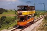 Postkort: Crich museumslinje med dobbeltdækker-motorvogn 812 på Tramway Village (1980)