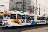 Postkort: Düsseldorf sporvognslinje 717 med ledvogn 2501 ved Jan-Wellem-Platz (1986)