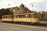 Postkort: Düsseldorf Stadtrundfahrten med motorvogn 583 nær Oberkasseler Brücke (1988)