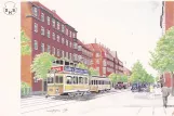 Postkort: Frederiksberg sporvognslinje 17 med dobbeltdækker-motorvogn 391 nær Peter Bangs Vej (1920-1929)