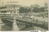 Postkort: Graz sporvognslinje 1  på Hauptbrücke (1900)