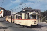 Postkort: Halle (Saale) regionallinje 5 med motorvogn 724 ved Merseburg / Zentrum (1981)