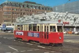 Postkort: Hamborg sporvognslinje 1 med motorvogn 3569 nær Hauptbahnhof (1976)