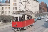 Postkort: Klagenfurt sporvognslinje A med motorvogn 8 på Sankt Veiter Straße (1959)