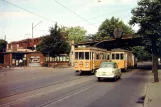 Postkort: København sporvognslinje 13 med motorvogn 467 på Borups Alle (1963)