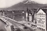 Postkort: Luzern sporvognslinje 1  nær Seebrücke (1955)