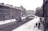 Postkort: Malmø sporvognslinje 4 med motorvogn 27 på Bergsgatan (1913)