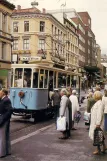 Postkort: Oslo Veterantrikken med motorvogn 6 på Storgata (1980)