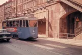 Postkort: Stockholm sporvognslinje 10 med motorvogn 453 på Hornsgate (1967)