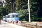 Rostock sporvognslinje 11 med ledvogn 722 ved Neuer Friedhof (1993)