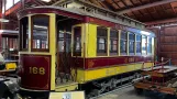 Santa Clara motorvogn 168 inde i Trolley Barn (2022)