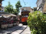 Sóller sporvognslinje med motorvogn 1 på Plaça de sa Constitució (2013)