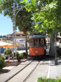 Sóller sporvognslinje med motorvogn 21, forsiden Las Palmeras / Carrer de la Marina (2013)