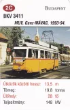 Spillekort: Budapest sporvognslinje 42 med motorvogn 3411 nær Corvin Körút (2014)