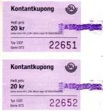 Timebillet til Storstockholms Lokaltrafik (SL), forsiden (2009)