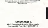 Voksenbillet: Bitte beachten Sie, dass es sich bei diesem Ticket um Thermopapier handelt.
 (2014)