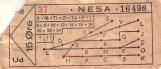 Voksenbillet til Nordsjællands Elektricitets- og Sporvejs Aktieselskab (NESA), forsiden (1938)