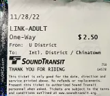Voksenbillet til SoundTransit, forsiden (2022)