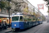 Zürich sporvognslinje 7 med ledvogn 1657 på Bahnhofstr. / HB (2005)