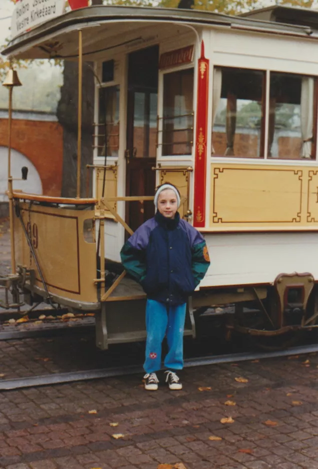 Arkivfoto: København hestesporvogn 69 "Hønen" på Frederiksberg Runddel (1988)