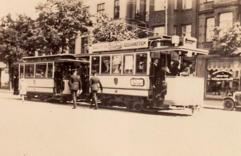 Arkivfoto: Rostock motorvogn 12 nær Lange Str. (1923-1930)