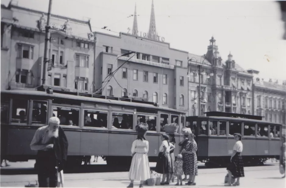 Arkivfoto: Zagreb motorvogn 3 på Trg bana Josipa Jelačića (1959)