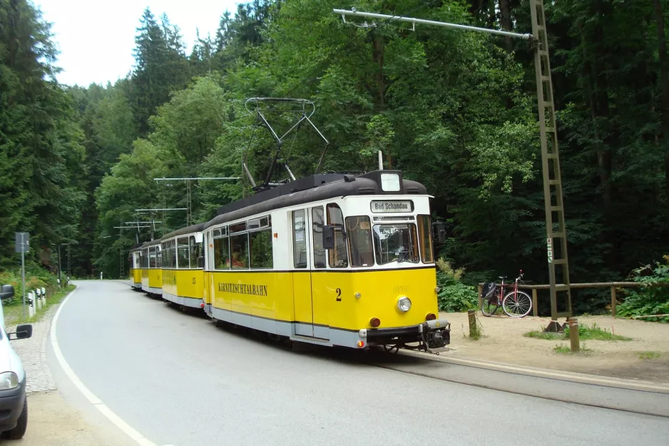 Bad Schandau Kirnitzschtal 241 med motorvogn 2 ved Beuthenfall (2011)