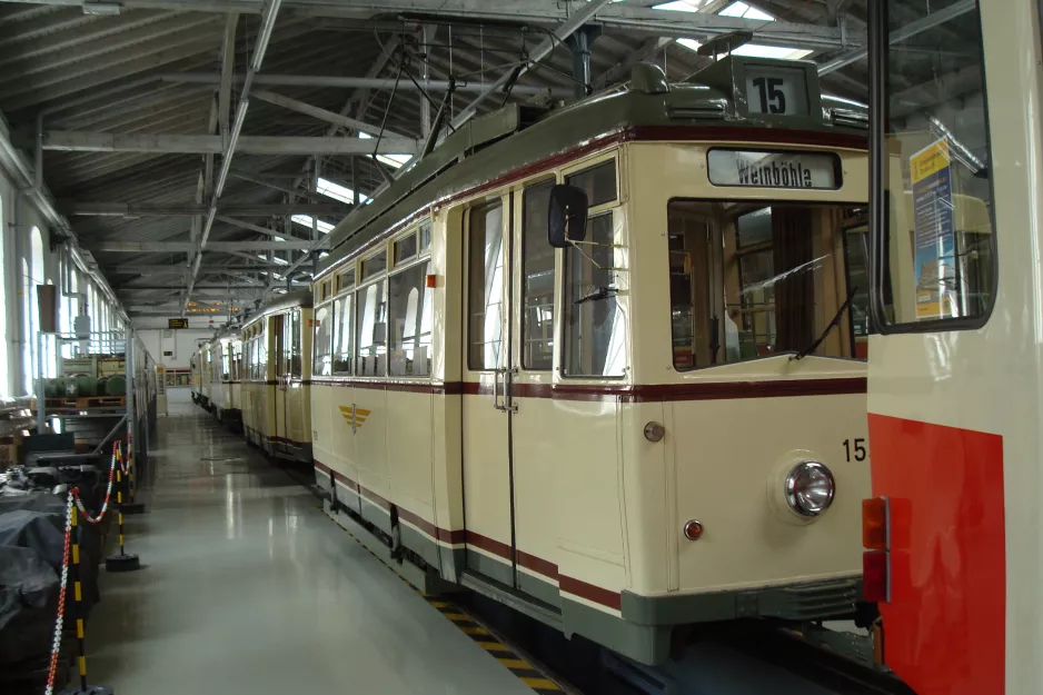 Dresden motorvogn 1538 i Straßenbahnmuseum (2015)